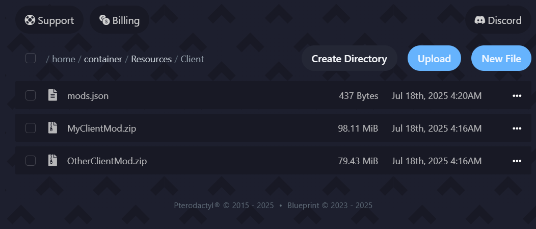 Upload mods