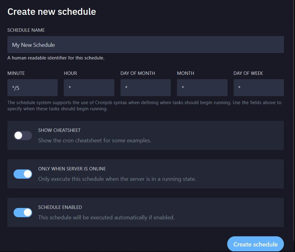 Panel schedules
