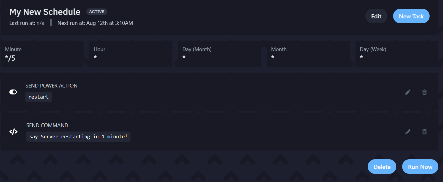 Panel schedules